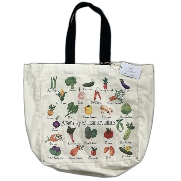 ABC of Vegetables Cotton Canvas Tote Reusable Farmer’s Market Shopping Bag - Picture 1 of 17